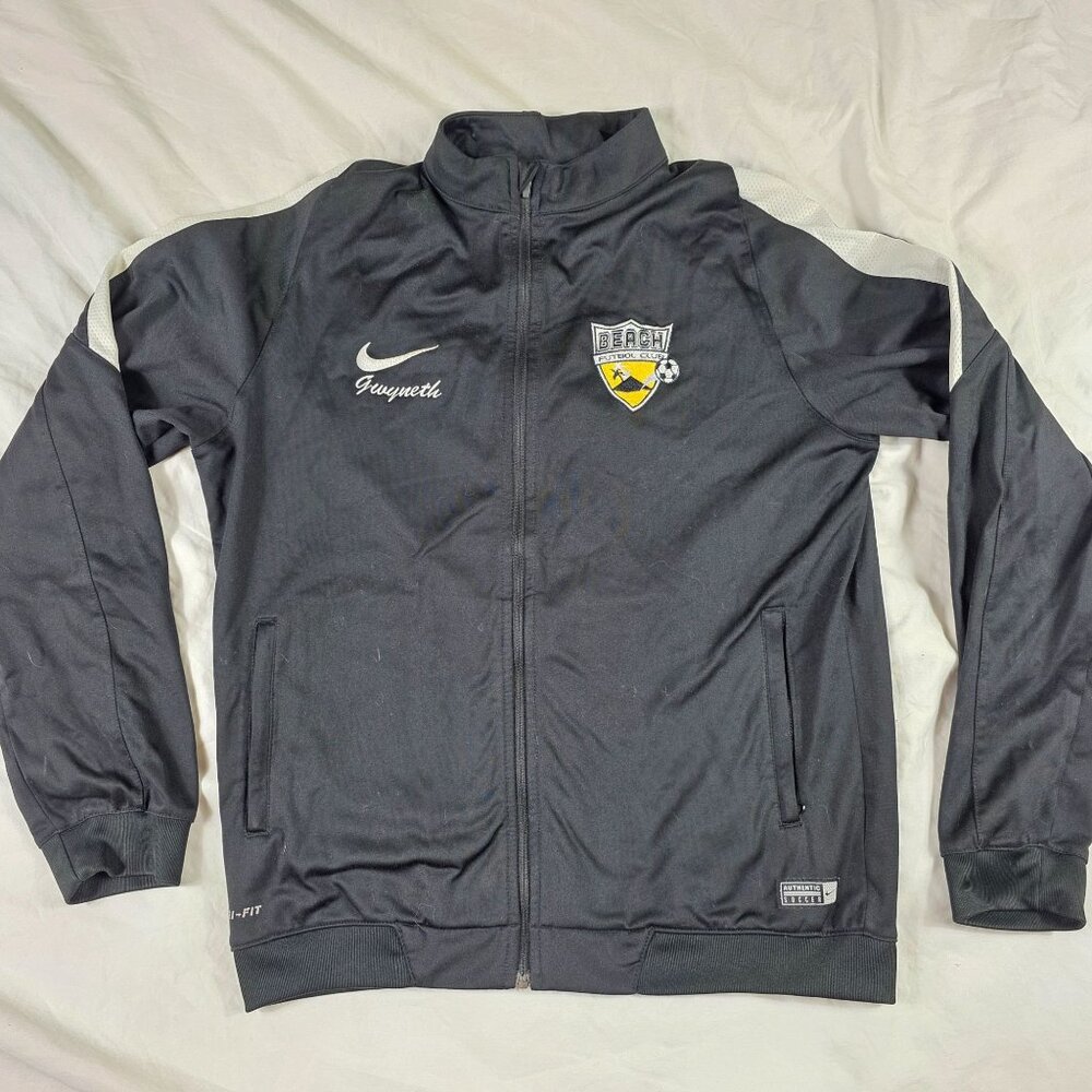 Nike DrisFit Adults XL Black Beach Futbol Soccer Club Full Zip Sweater Jacket